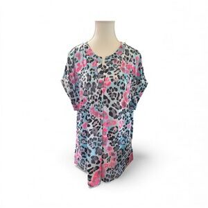 Dear Scarlett Leopard Print Blouse · Size XL